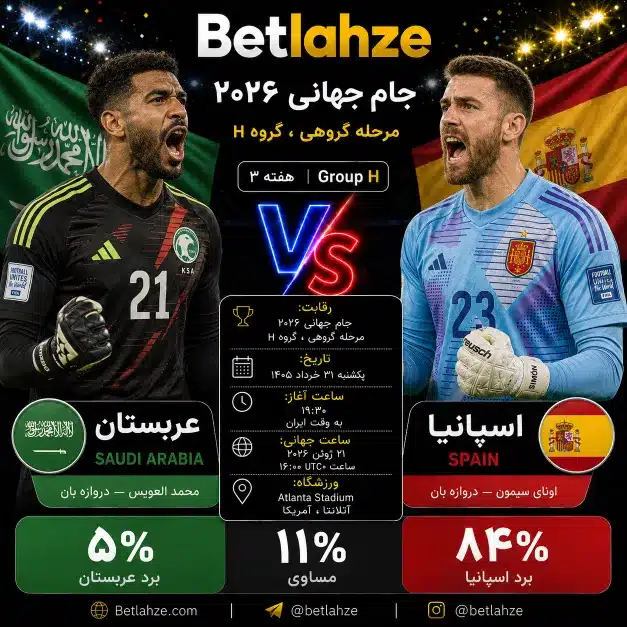 فوتبال اسپانیا مقابل عربستان؛ ترکیب، جایگاه 31 خرداد