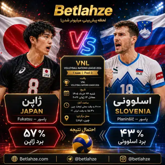 والیبال اسلوونی مقابل ژاپن؛ ترکیب، جایگاه 24 خرداد