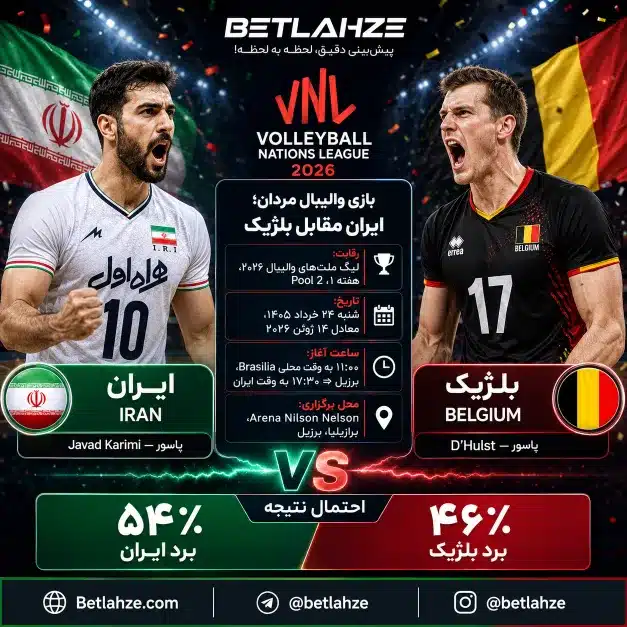 والیبال بلژیک مقابل ایران؛ ترکیب، جایگاه 24 خرداد
